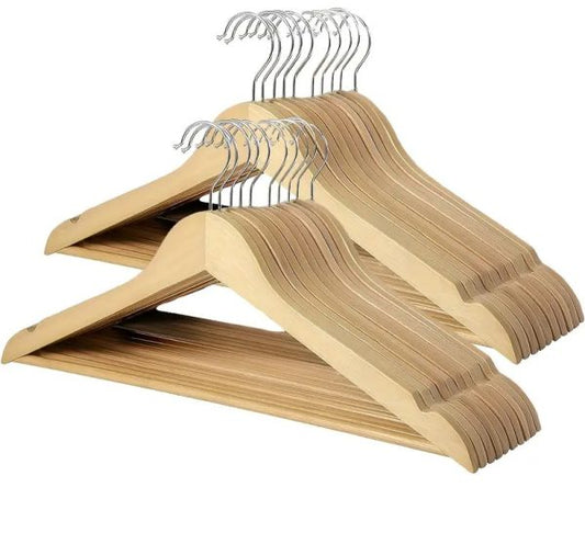 Pack of 20 Durable Slim Hangers with Pants Bar